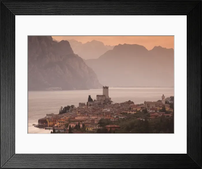 Framed Print : Italy, Veneto, Lake District, Lake Garda, Malcesine, aerial town view Framed Print : Italy, Veneto, Lake District, Lake Garda, Malcesine, aerial town view