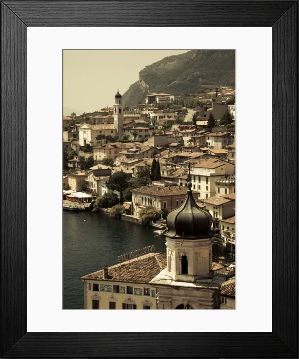 Framed Print : Italy, Lombardy, Lake District, Lake Garda, Limone sul Garda, town view with San Benedetto church Framed Print : Italy, Lombardy, Lake District, Lake Garda, Limone sul Garda, town view with San Benedetto church