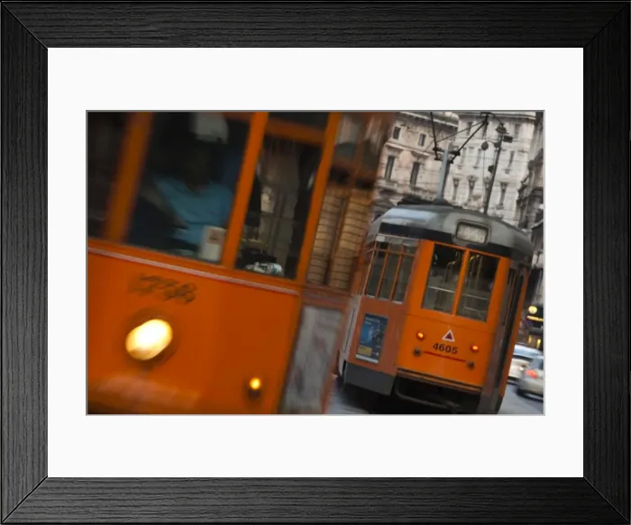 Framed Print : Italy, Lombardy, Milan, Piazza Cordusio, trams Framed Print : Italy, Lombardy, Milan, Piazza Cordusio, trams