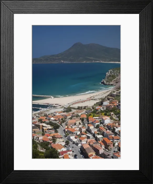 Framed Print : Italy, Sardinia, Southwest Sardinia, Buggerru, overview of mining town established in 1860 Framed Print : Italy, Sardinia, Southwest Sardinia, Buggerru, overview of mining town established in 1860