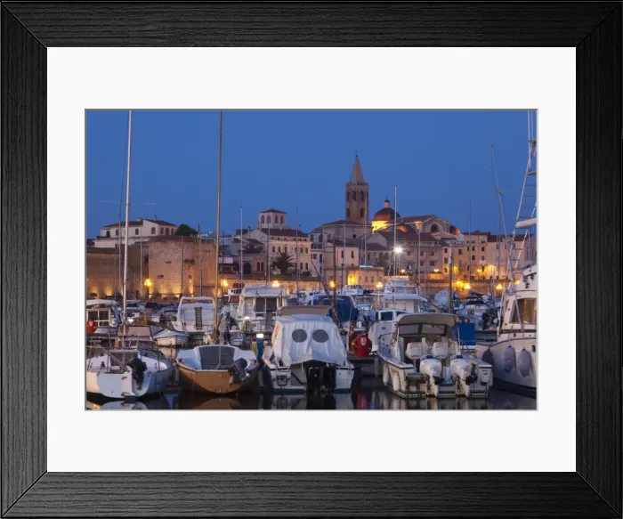 Framed Print : Italy, Sardinia, Western Sardinia, Alghero, city walls from the yacht marina Framed Print : Italy, Sardinia, Western Sardinia, Alghero, city walls from the yacht marina