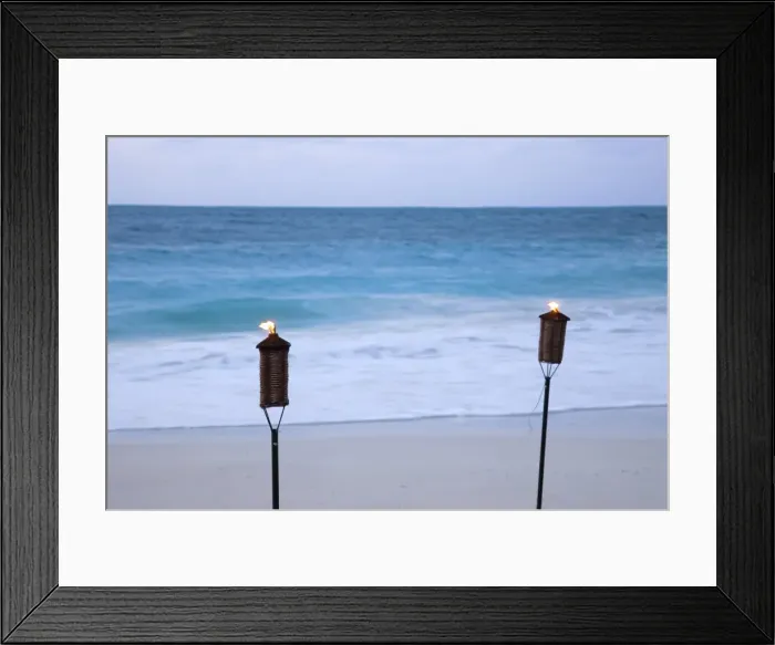 Framed Print : Torches on beach, Grace Bay, Providenciales, Turks and Caicos Framed Print : Torches on beach, Grace Bay, Providenciales, Turks and Caicos
