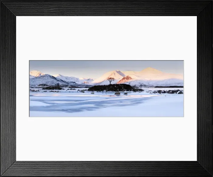 Framed Print : Winter morning on Lochan na h-Achlaise, Glencoe, Scotland, UK Framed Print : Winter morning on Lochan na h-Achlaise, Glencoe, Scotland, UK