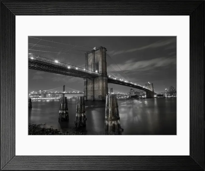 Framed Print : USA, New York City, Manhattan, Brooklyn and Manhattan Bridges across the East River