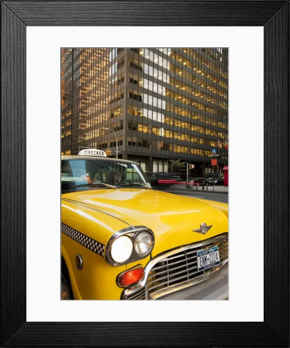 Framed Print : USA, New York City, Manhattan, Downtown Financial District, Yellow NYC Checker Taxi Framed Print : USA, New York City, Manhattan, Downtown Financial District, Yellow NYC Checker Taxi