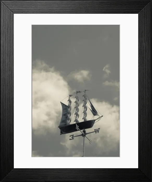 Framed Print : USA, New York, Long Island, Greenport, tall ship weather vane Framed Print : USA, New York, Long Island, Greenport, tall ship weather vane