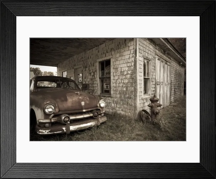 Framed Print : USA, Maine, Potter, Old Gas Station Framed Print : USA, Maine, Potter, Old Gas Station