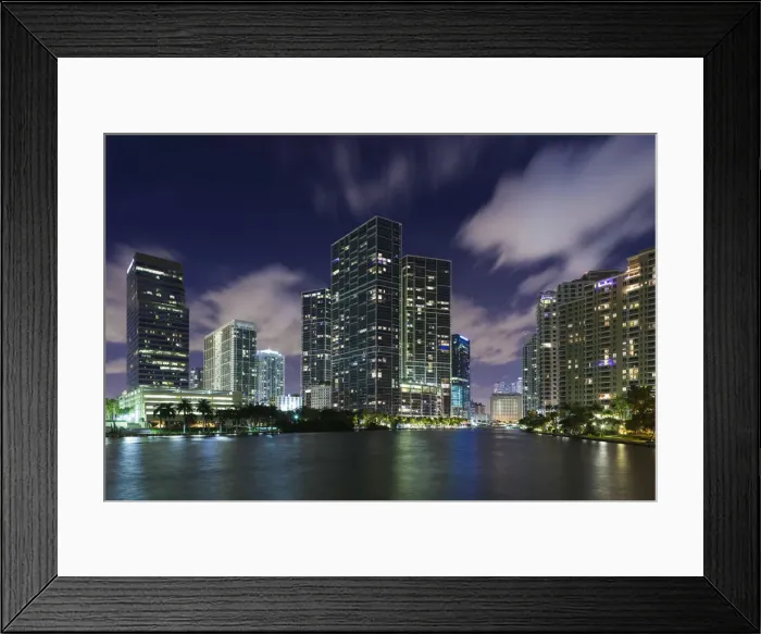 Framed Print : USA, Florida, Miami, city skyline from Brickell Key