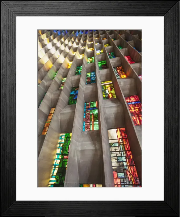Framed Print : England, Warwickshire, Coventry, New Coventry Cathedral, The Baptistery Window Designed Framed Print : England, Warwickshire, Coventry, New Coventry Cathedral, The Baptistery Window Designed