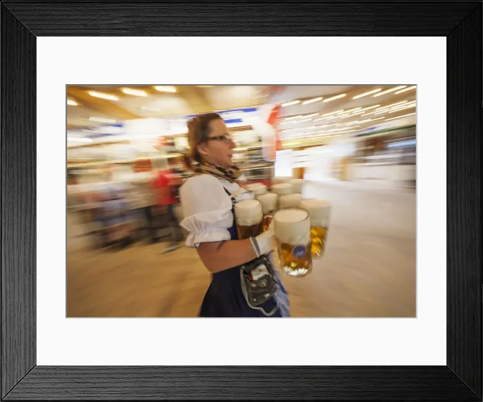 Framed Print : Germany, Bavaria, Munich, Oktoberfest, Waitress with Beer Steins Framed Print : Germany, Bavaria, Munich, Oktoberfest, Waitress with Beer Steins