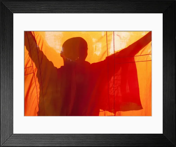 Framed Print : Laos, Vientiane, Monk Hanging Robes Framed Print : Laos, Vientiane, Monk Hanging Robes