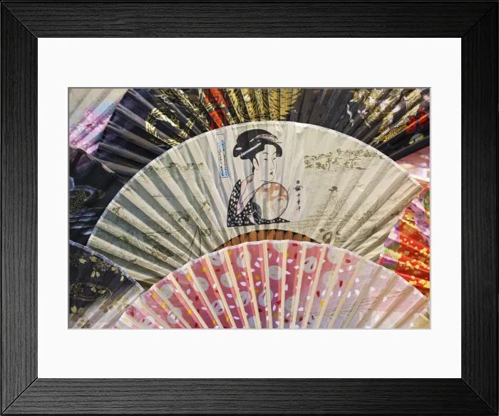 Framed Print : Japan, Tokyo, Asakusa, Asakusa Kannon Temple, Nakamise Shopping Street, Detail of Fans