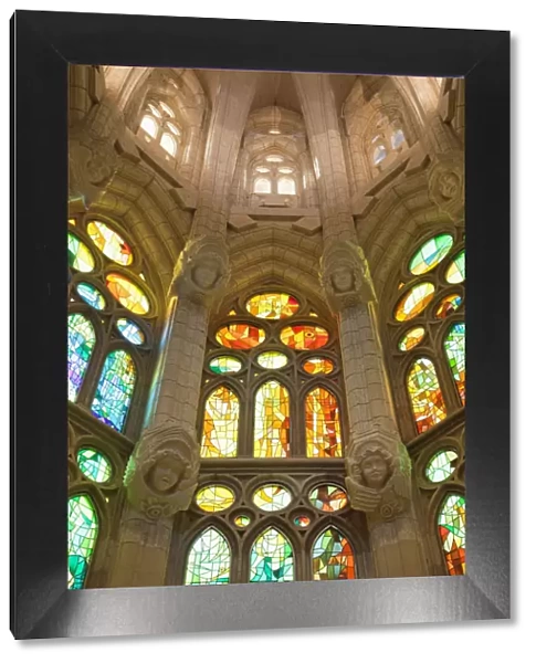 Spain, Barcelona, Sagrada Familia, Stained Glass Windows