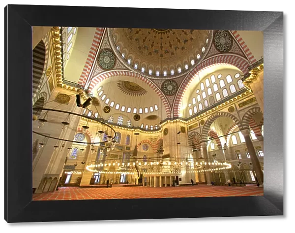 Interior of Suleymaniye Mosque, Istanbul, Turkey