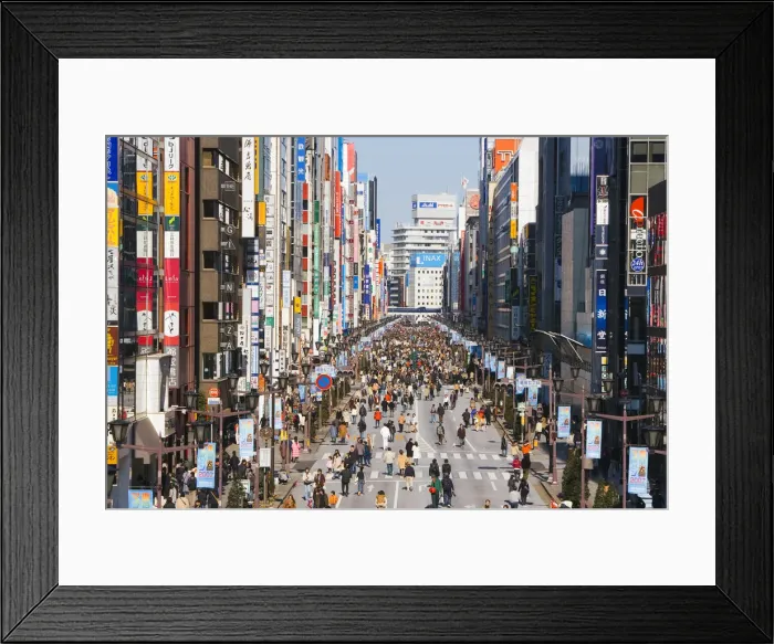 Framed Print : Asia, Japan, Honshu, Tokyo, Ginza, elevated view along Chuo-dori, the most fashionable