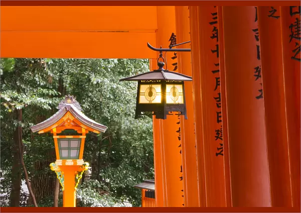 Asia, Japan, Honshu, Kansai Region, Kyoto, Fushimi-Inari Taisha shrine, Lantern hanging