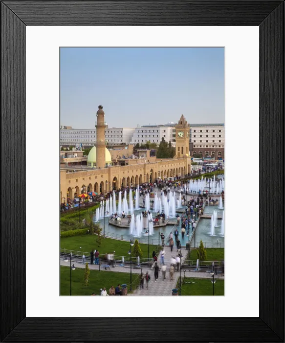 Framed Print : Iraq, Kurdistan, Erbil, Shar park (City Center Park) and Qaysari Bazaars