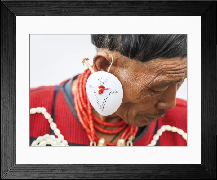 Framed Print : Yimchunger tribesman with earring, Nagaland, N. E. India Framed Print : Yimchunger tribesman with earring, Nagaland, N. E. India