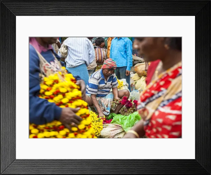 Framed Print : Flower market, Kolkata (Calcutta), India Framed Print : Flower market, Kolkata (Calcutta), India