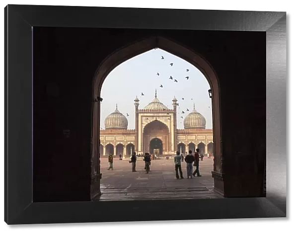 India, Delhi, Old Delhi, One of three entrance gates to Jama Masjid - Jama Mosque