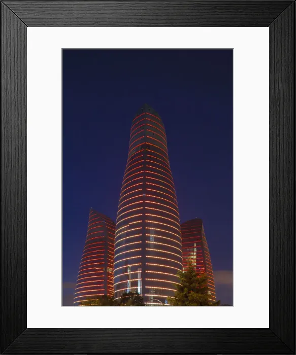 Framed Print : Azerbaijan, Baku, Flame Towers at night Framed Print : Azerbaijan, Baku, Flame Towers at night
