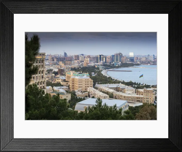 Framed Print : Azerbaijan, Baku, View of Baku Bay Framed Print : Azerbaijan, Baku, View of Baku Bay
