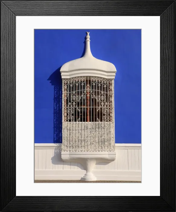 Framed Print : South America, Peru, La Libertad, Trujillo, a traditional iron lattice colonial window Framed Print : South America, Peru, La Libertad, Trujillo, a traditional iron lattice colonial window