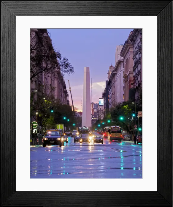 Framed Print : Argentina, Buenos Aires Province, City of Buenos Aires, Twilight view of Av Pres Framed Print : Argentina, Buenos Aires Province, City of Buenos Aires, Twilight view of Av Pres