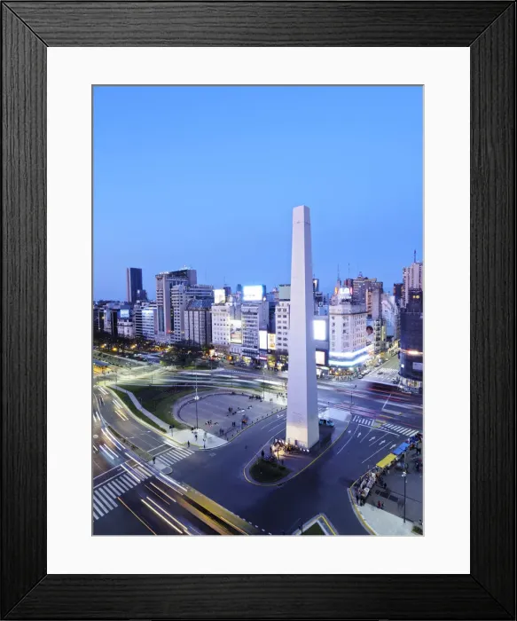Framed Print : Argentina, Buenos Aires Province, City of Buenos Aires, Twilight view of 9 de Julio
