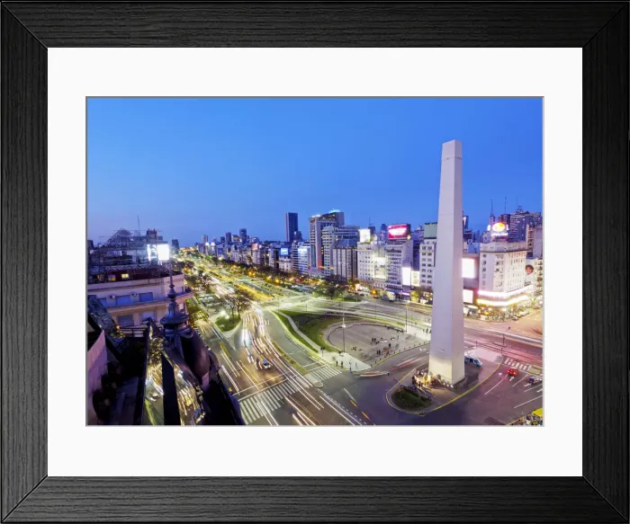 Framed Print : Argentina, Buenos Aires Province, City of Buenos Aires, Twilight view of 9 de Julio Framed Print : Argentina, Buenos Aires Province, City of Buenos Aires, Twilight view of 9 de Julio