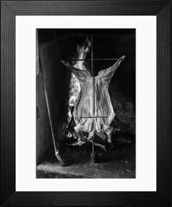 Framed Print : South America, Argentina, Patagonia, Santa Cruz, Puerta Bandera, Prepared meat for Framed Print : South America, Argentina, Patagonia, Santa Cruz, Puerta Bandera, Prepared meat for