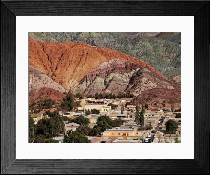 Framed Print : Argentina, Jujuy Province, Purmamarca, Elevated view of the town and the Hill of Seven Framed Print : Argentina, Jujuy Province, Purmamarca, Elevated view of the town and the Hill of Seven