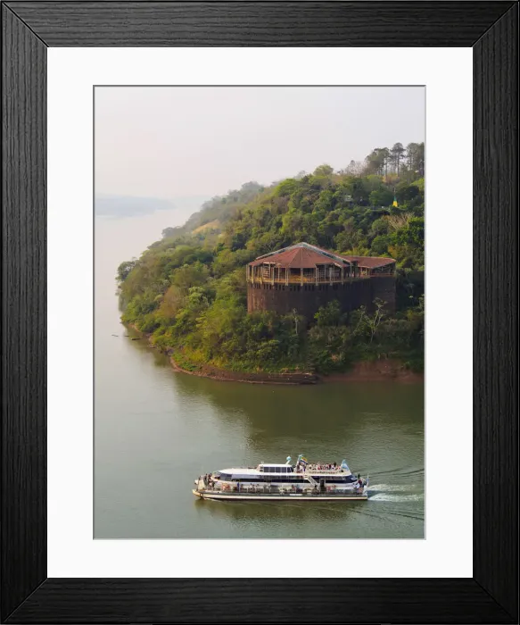 Framed Print : Argentina, Misiones, Puerto Iguazu, View towards Brazil and The Triple Frontier, where