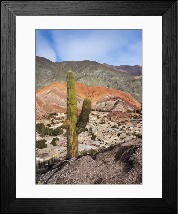 Framed Print : Argentina, Jujuy Province, Purmamarca, Elevated view of the town and the Hill of Seven Framed Print : Argentina, Jujuy Province, Purmamarca, Elevated view of the town and the Hill of Seven