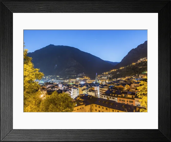 Framed Print : City skyline at dusk, Andorra La Vella, Andorra