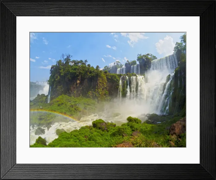 Framed Print : Argentina, Misiones, Puerto Iguazu, View of the Iguazu Falls with the rainbow