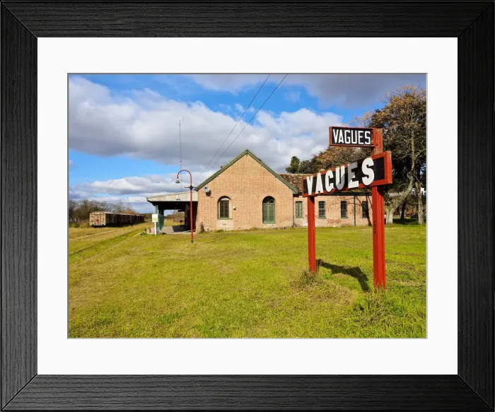 Framed Print : Argentina, Buenos Aires Province, Vagues, View of the closed Tran Station, now Railway Framed Print : Argentina, Buenos Aires Province, Vagues, View of the closed Tran Station, now Railway