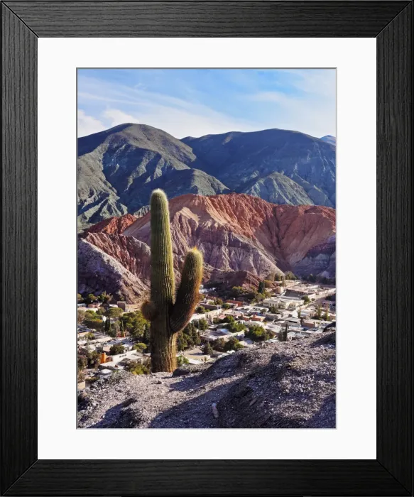 Framed Print : Argentina, Jujuy Province, Purmamarca, Elevated view of the town and the Hill of Seven Framed Print : Argentina, Jujuy Province, Purmamarca, Elevated view of the town and the Hill of Seven