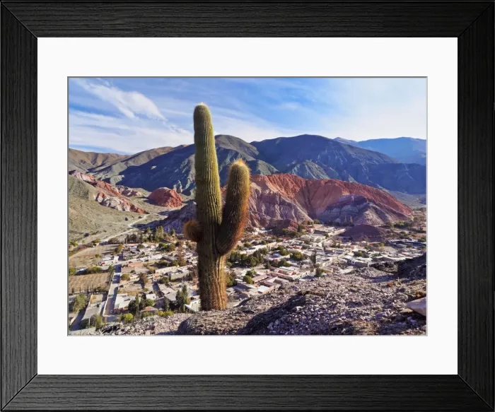 Framed Print : Argentina, Jujuy Province, Purmamarca, Elevated view of the town and the Hill of Seven Framed Print : Argentina, Jujuy Province, Purmamarca, Elevated view of the town and the Hill of Seven