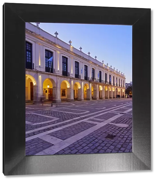 Argentina, Cordoba, Twilight view of the Cordoba Cabildo, colonial town hall