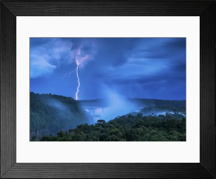Framed Print : Lightening Strike over Iguazu Falls, Argentina, South America Framed Print : Lightening Strike over Iguazu Falls, Argentina, South America