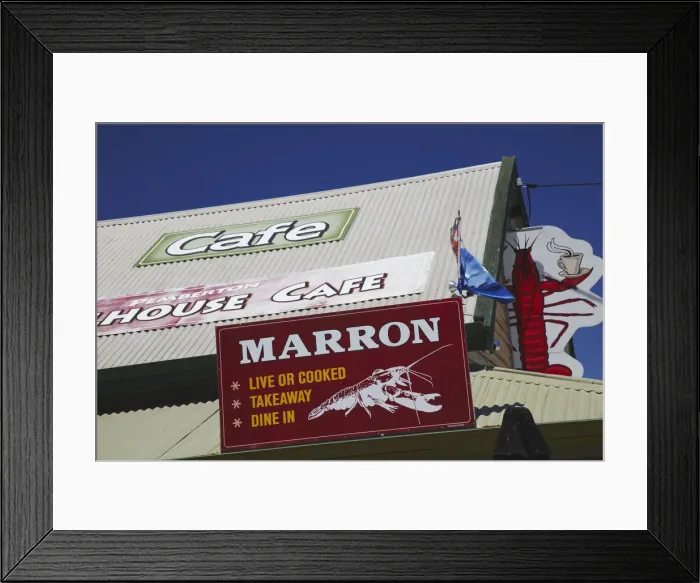 Framed Print : Cafe selling marron (fresh water crayfish), Pemberton, Western Australia, Australia Framed Print : Cafe selling marron (fresh water crayfish), Pemberton, Western Australia, Australia