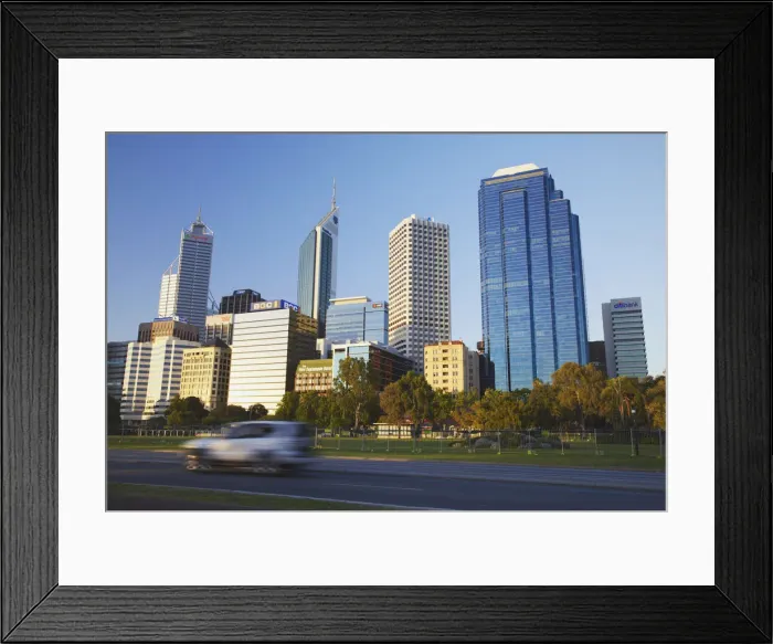 Framed Print : Skyscrapers in downtown Perth, Western Australia, Australia