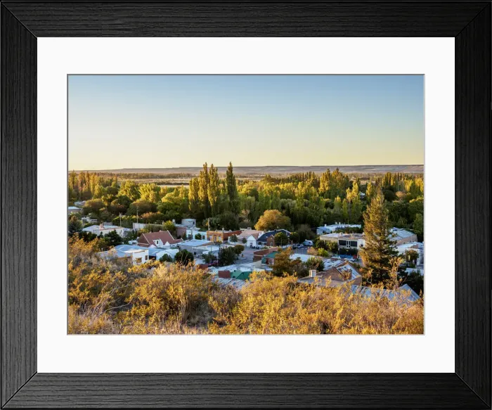 Framed Print : Gaiman at sunrise, elevated view, The Welsh Settlement, Chubut Province, Patagonia Framed Print : Gaiman at sunrise, elevated view, The Welsh Settlement, Chubut Province, Patagonia
