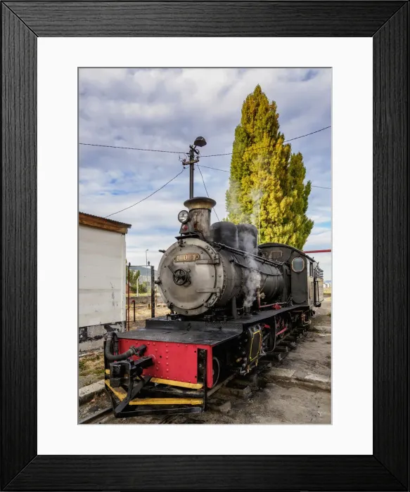 Framed Print : Old Patagonian Express La Trochita, steam train taking water, Esquel Train Station Framed Print : Old Patagonian Express La Trochita, steam train taking water, Esquel Train Station