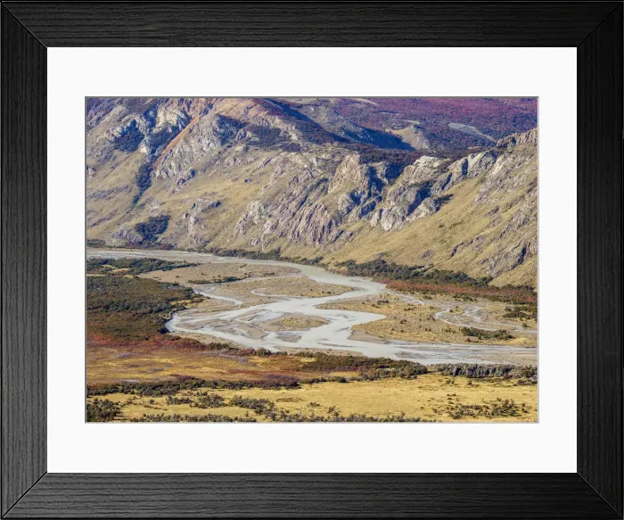 Framed Print : Las Vueltas River, elevated view, Los Glaciares National Park, Santa Cruz Province Framed Print : Las Vueltas River, elevated view, Los Glaciares National Park, Santa Cruz Province