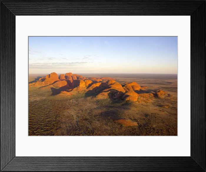 Framed Print : Aerial View of Kata Tjuta at sunrise, Red Center. Northern Territory, Australia Framed Print : Aerial View of Kata Tjuta at sunrise, Red Center. Northern Territory, Australia