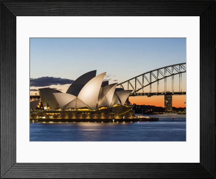 Framed Print : Sydney at sunset. Opera house from Mrs Macquaries Chair. New South Wales, Australia Framed Print : Sydney at sunset. Opera house from Mrs Macquaries Chair. New South Wales, Australia