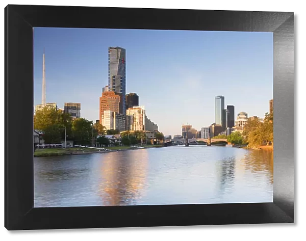 Eureka Tower and skyline along Yarra River, Melbourne, Victoria, Australia