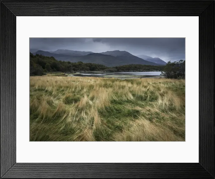 Framed Print : Scenic view of landscape around Bahia Lapataia, Tierra del Fuego National Park, Tierra Framed Print : Scenic view of landscape around Bahia Lapataia, Tierra del Fuego National Park, Tierra